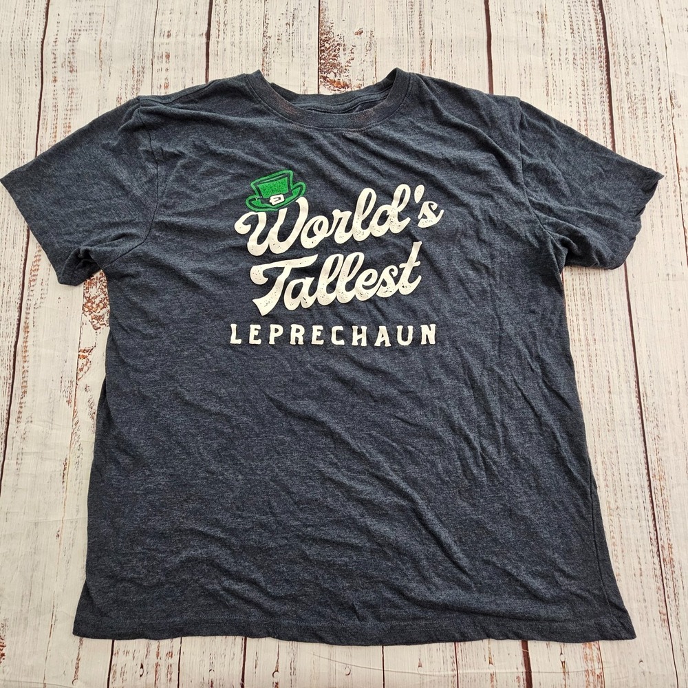 World's Tallest Leprechaun Irish Blue Short Sleeve Cotton Blend T-Shirt Men's M